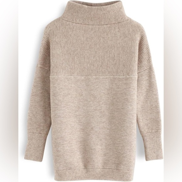 NWT CHICWISH Beige Cozy Ribbed Long Sleeve Turtleneck Knit Pullover Sweater Sz M - Picture 8 of 13